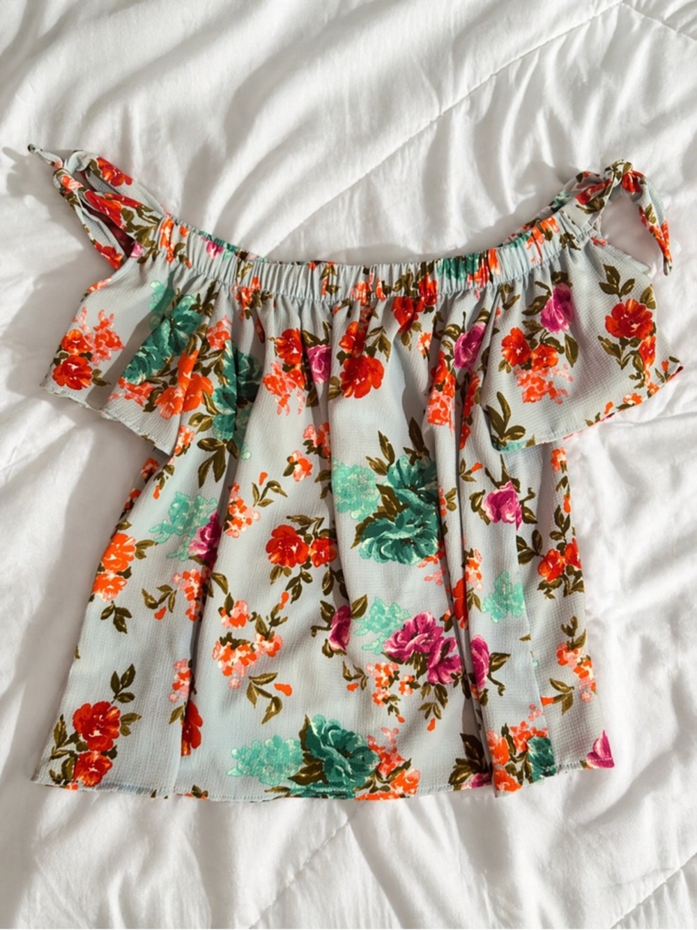 One Clothing Brand Floral Off-Shoulder Tie-Strap Top - Junior